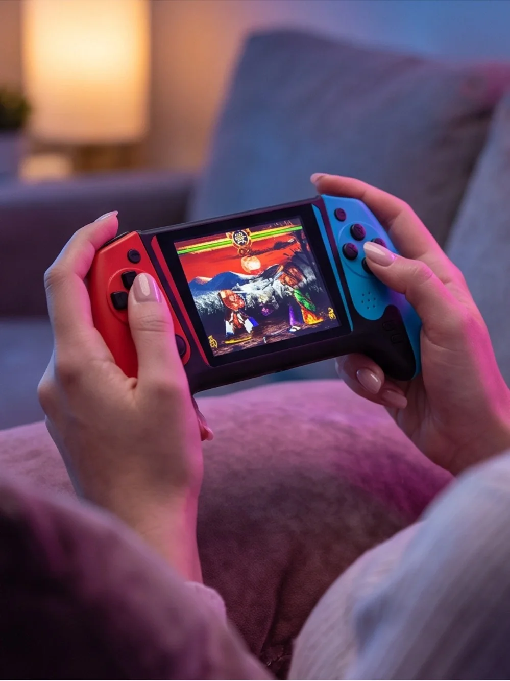 Handheld Retro Gaming Console / Controller Mount – Red & Blue
